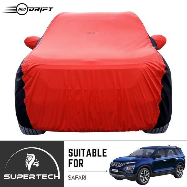 Neodrift® - Car Cover for SUV Tata Safari-#Material_SuperTech (₹6499/-)#Color_Red+Black