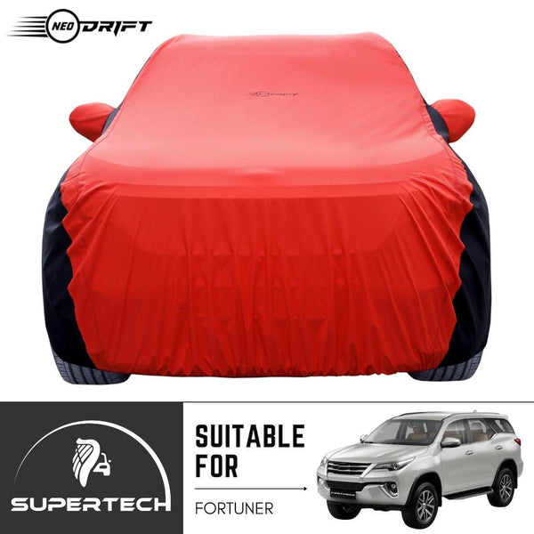 Neodrift® - Car Cover for SUV Toyota Fortuner-#Material_SuperTech (₹6499/-)#Color_Red+Black