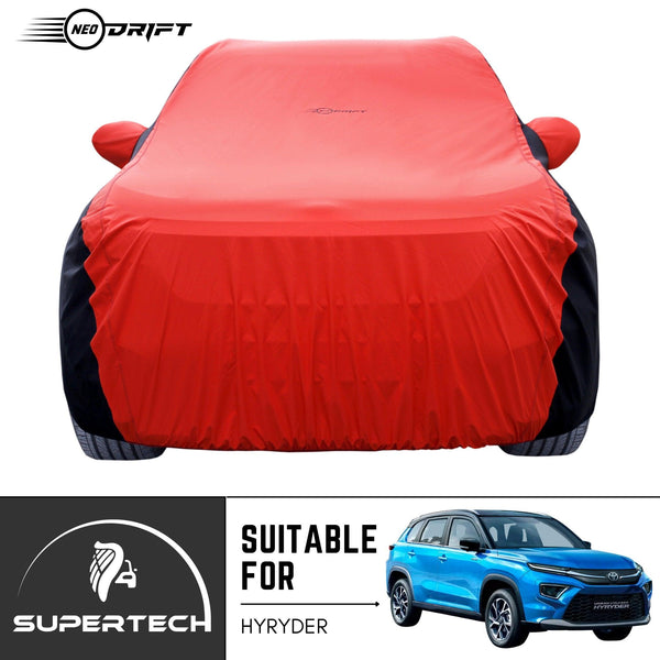Neodrift® - Car Cover for SUV Toyota Hyryder-#Material_SuperTech (₹6499/-)#Color_Red+Black