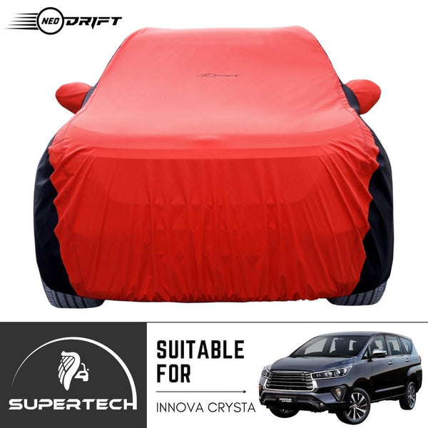 Neodrift® - Car Cover for SUV Toyota Innova Crysta-#Material_SuperTech (₹6499/-)#Color_Red+Black