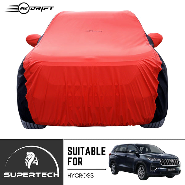 Neodrift® - Car Cover for SUV Toyota Innova Hycross-#Material_SuperTech (₹6499/-)#Color_Red+Black