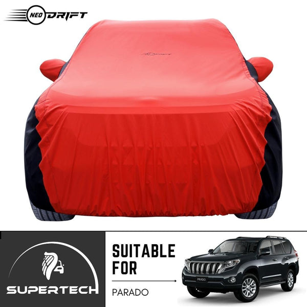 Neodrift® - Car Cover for SUV Toyota Parado-#Material_SuperTech (₹6999/-)#Color_Red+Black