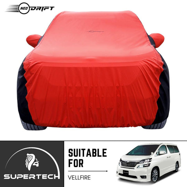 Neodrift® - Car Cover for SUV Toyota Vellfire-#Material_SuperTech (₹6999/-)#Color_Red+Black