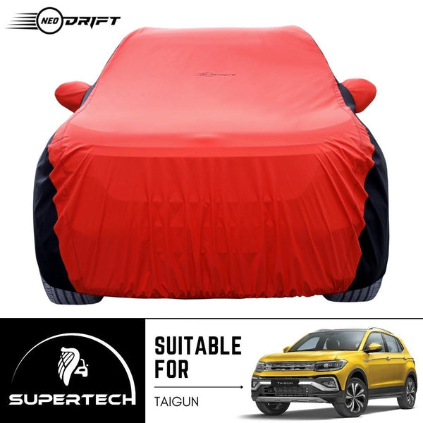 Neodrift® - Car Cover for SUV Volkswagen Taigun-#Material_SuperTech (₹6499/-)#Color_Red+Black