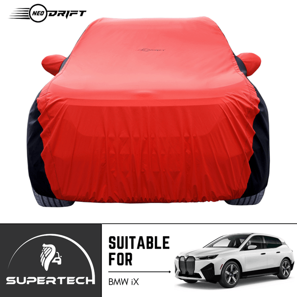 Neodrift - Car Cover for SUV BMW iX1 | iX1 - LWB-#Material_SuperTech (₹7199/-)#Color_Red+Black