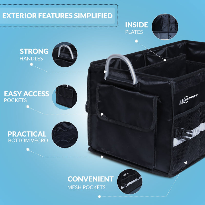 Neodrift 'Trunk Master' - Multi-Compartment Car Organizer for Garage, Sedan, SUV, Minivan-