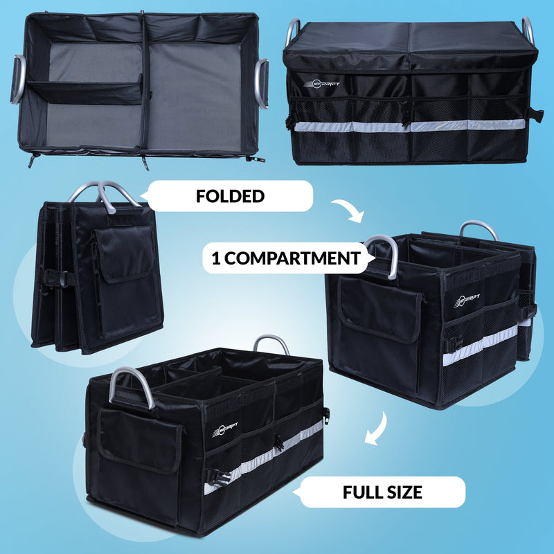 Neodrift 'Trunk Master' - Multi-Compartment Car Organizer for Garage, Sedan, SUV, Minivan-