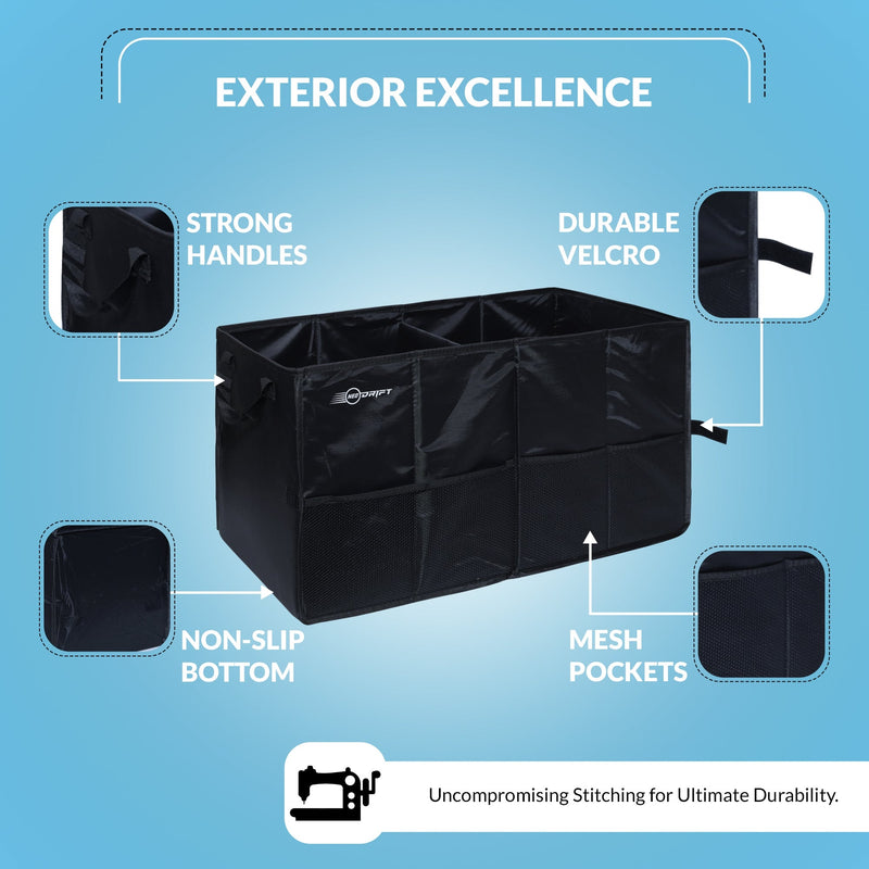 Neodrift 'Trunk Master' - Multi-Compartment Car Organizer for Garage, Sedan, SUV, Minivan-