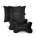 Neodrift® Neck Cushions for Neck Support in Car/Office Seat-#Style_Neo-Kit (2 Neck Cushions & 2 Square Pillows)#Color_Black-Red NK