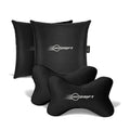 Neodrift® Neck Cushions for Neck Support in Car/Office Seat-#Style_Neo-Kit (2 Neck Cushions & 2 Square Pillows)#Color_Black-Silver NK