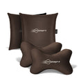 Neodrift® Neck Cushions for Neck Support in Car/Office Seat-#Style_Neo-Kit (2 Neck Cushions & 2 Square Pillows)#Color_Coffee NK