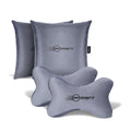 Neodrift® Neck Cushions for Neck Support in Car/Office Seat-#Style_Neo-Kit (2 Neck Cushions & 2 Square Pillows)#Color_Grey NK
