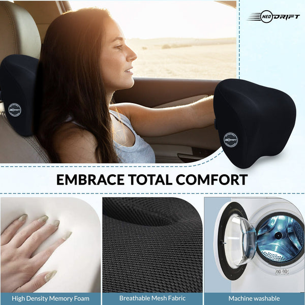 Neodrift® Neck Cushions for Neck Support in Car/Office Seat-#Style_CurveNeck Pro (1 Pc.)#Color_Black CN Pro