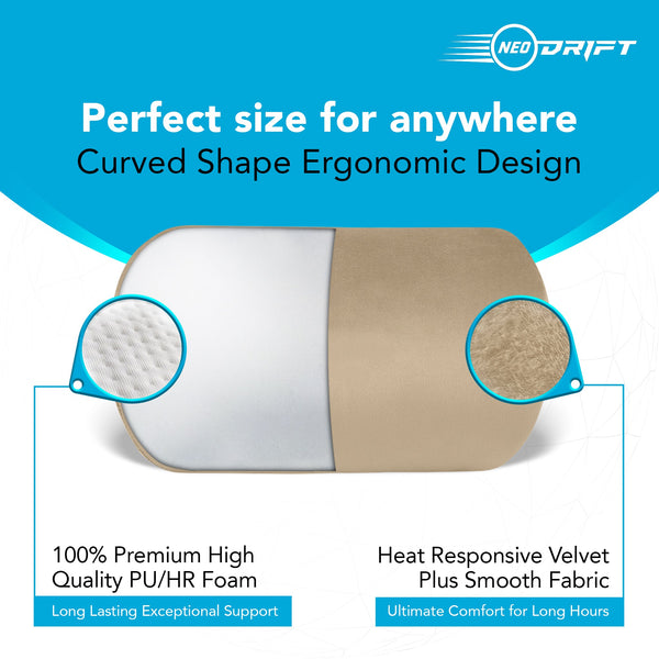 Neodrift® Neck Cushions for Neck Support in Car/Office Seat-#Style_CurveNeck (Set of 2)#Color_Beige CN