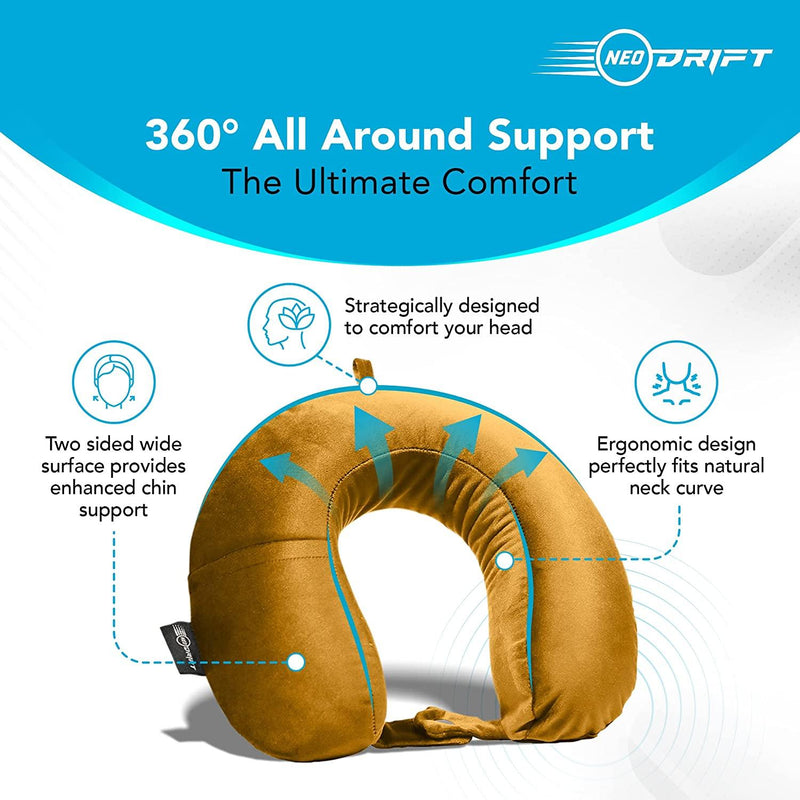 Neodrift® 'TravelNeck' - Memory Foam Travel Pillow for Neck Support-