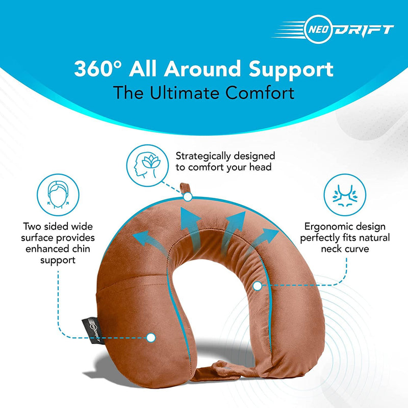 Neodrift® 'TravelNeck' - Memory Foam Travel Pillow for Neck Support-