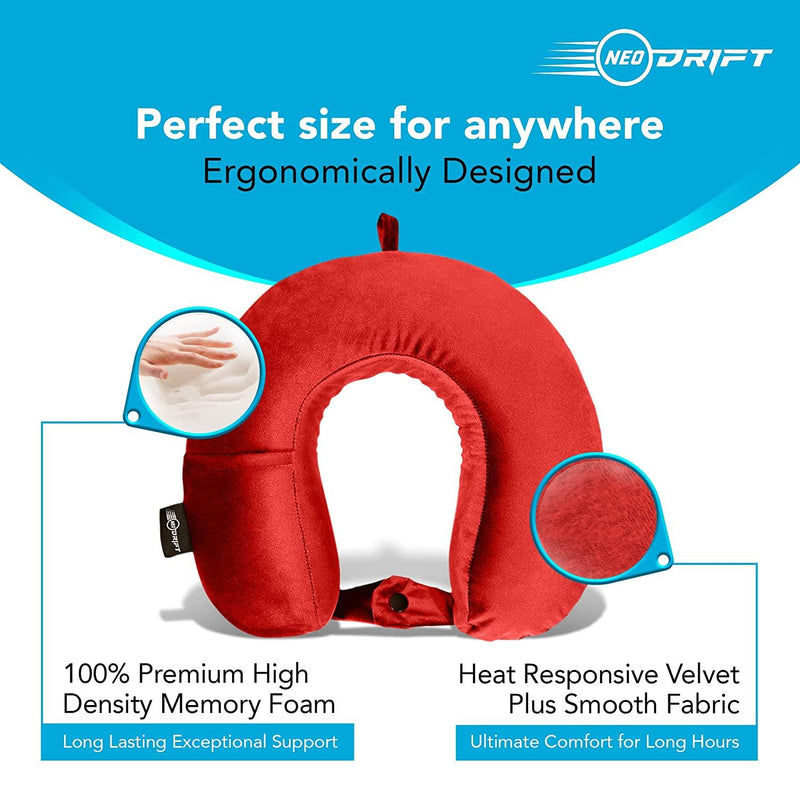 Neodrift® 'TravelNeck' - Memory Foam Travel Pillow for Neck Support-
