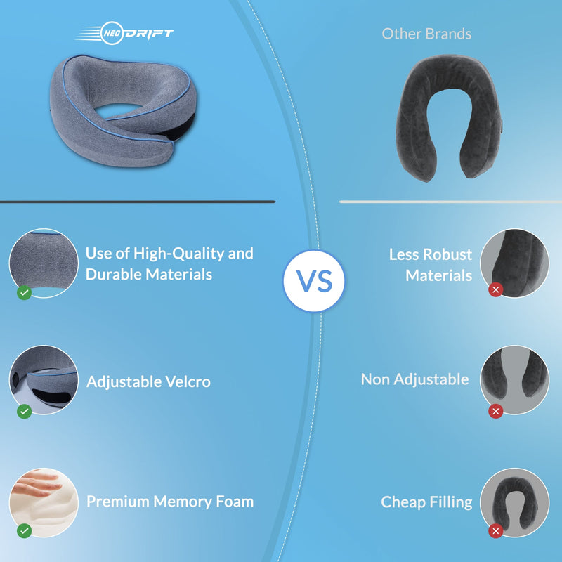 Neodrift Travel Pillow Cushions for Comfortable Sleep & Neck Support (Car, Plane)