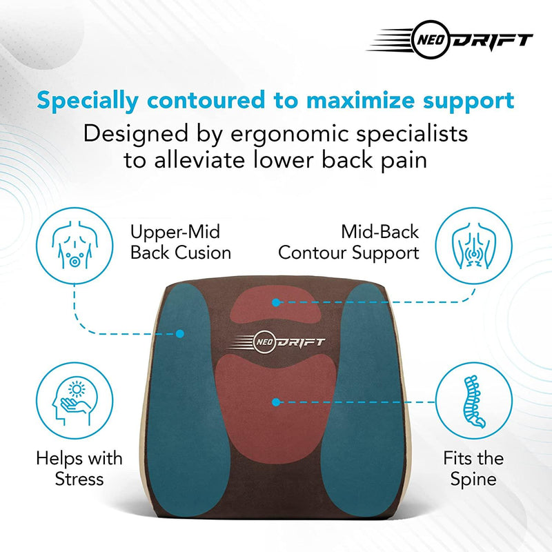 Neodrift® 'OrthoCurve' - Memory Foam Orthopaedic Cushion for Back Support