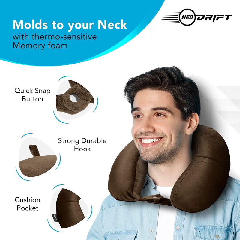 Neodrift® 'TravelNeck' - Memory Foam Travel Pillow for Neck Support