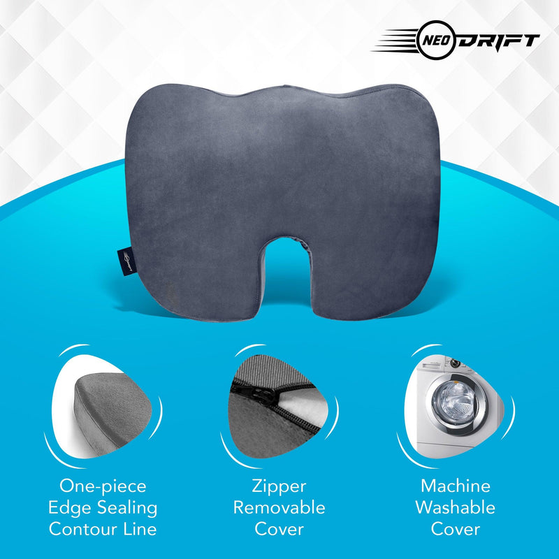 Neodrift® 'OrthoRest' - Memory Foam Seat Cushion for Coccyx & Back Support